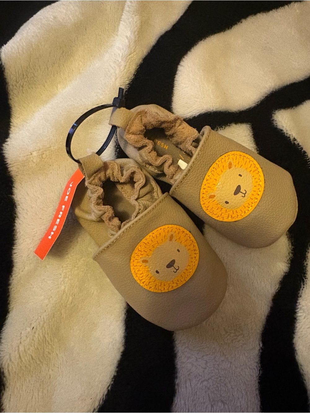 Joe Fresh Tan Baby Lion Soft Slip-On Shoes